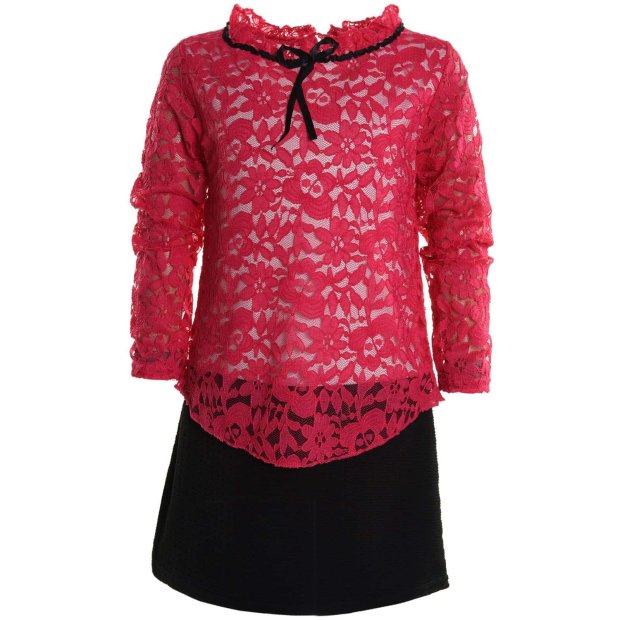 Mädchen Fest Kleid mit Schleife Pink 104