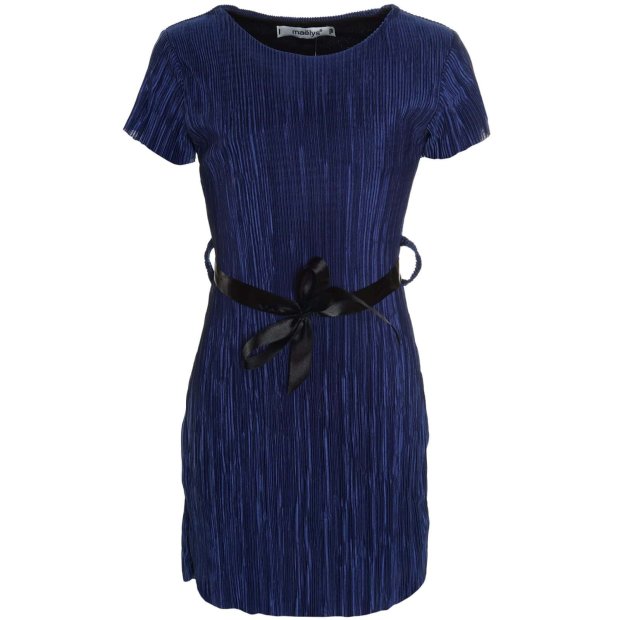 Elegantes Mädchen Sommer Kleid mit Schleife Blau 104