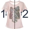 Mädchen Wende Pailletten T-Shirt mit tollem Motiv Rosa 140