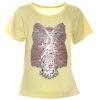 Mädchen Wende Pailletten T-Shirt mit tollem Motiv Gelb 104