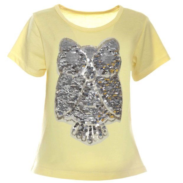 Mädchen Wende Pailletten T-Shirt mit tollem Motiv Gelb 122