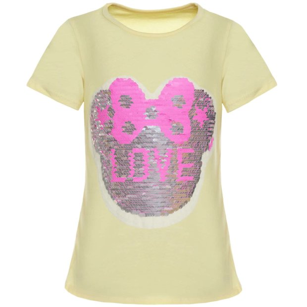 Mädchen Wende Pailletten T-Shirt mit tollem Motiv Gelb 152