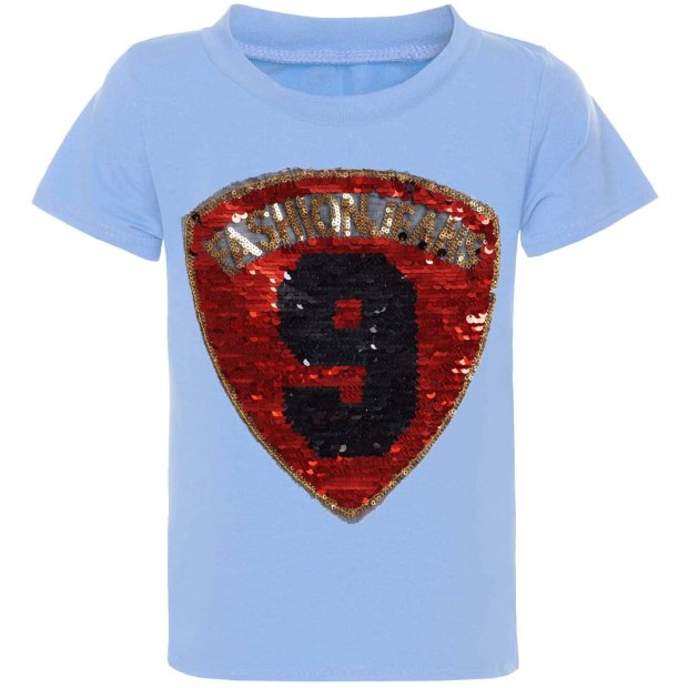 Jungen Wende Pailletten T-Shirt Kurzarm mit tollem Motiv Blau 146