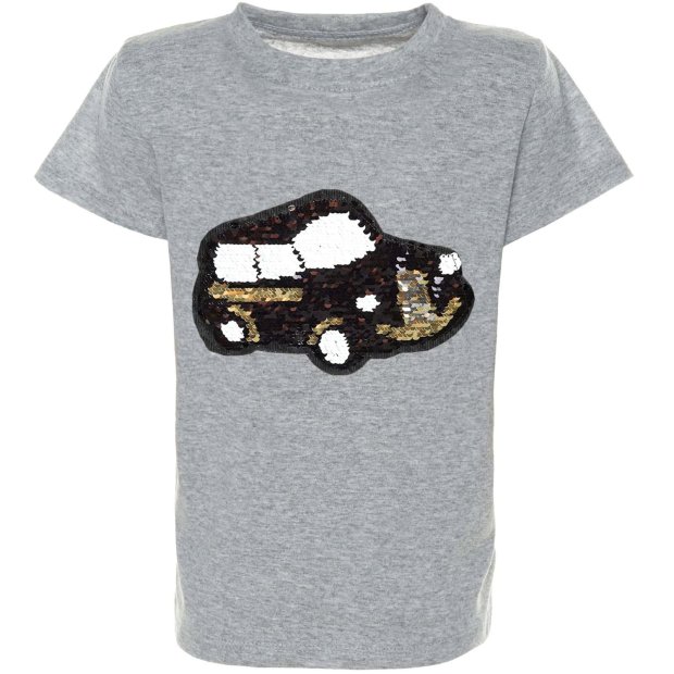 Jungen Wende Pailletten T-Shirt mit tollem Automotiv Grau 158