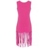 Mädchen Kleid mit Franzen und Wende Pailletten Pink 104