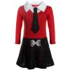 Mädchen Kleid abnehmbarer Krawatte und Rockteil mit Pailletten  Rot 92