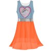 Mädchen Kleid mit schwingenden Rockteil und Wende Pailletten Orange 104