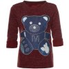 Mädchen Langarm Shirt Pullover mit Bären Motiv aus Glitzersteinen Bordeaux 116