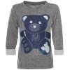 Mädchen Langarm Shirt Pullover mit Bären Motiv aus Glitzersteinen Grau 128