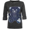 Mädchen Langarm Shirt Pullover mit Bären Motiv aus Glitzersteinen Anthrazit 128