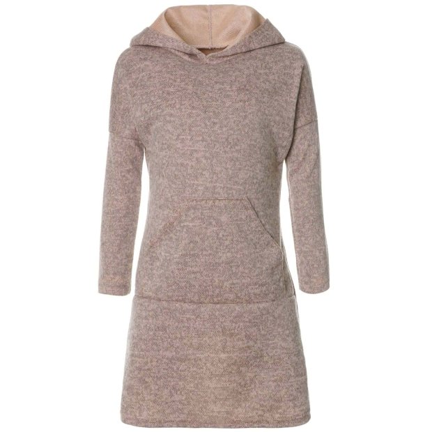 Mädchen Pullover-Kleid mit Kapuze Beige 104