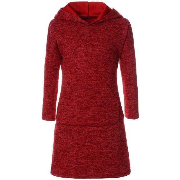Mädchen Pullover-Kleid mit Kapuze Rot 134
