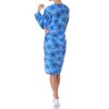 Damen Nachthemd Negligee aus Frotee Stoff Blau M