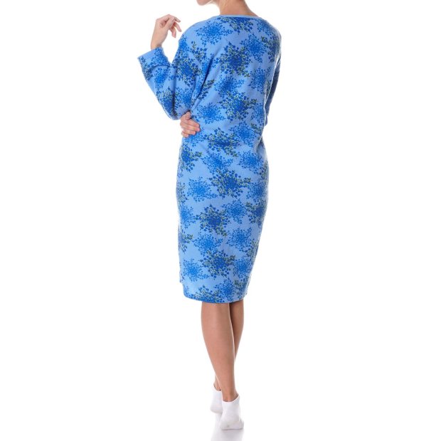 Damen Nachthemd Negligee aus Frotee Stoff Blau L
