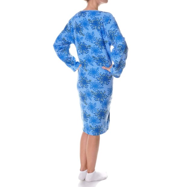 Damen Nachthemd Negligee aus Frotee Stoff Blau L