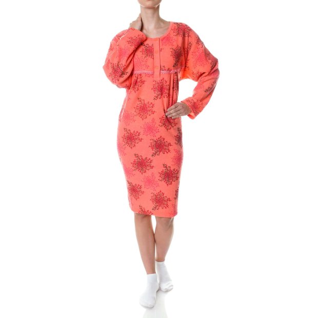 Damen Nachthemd Negligee aus Frotee Stoff Rot L