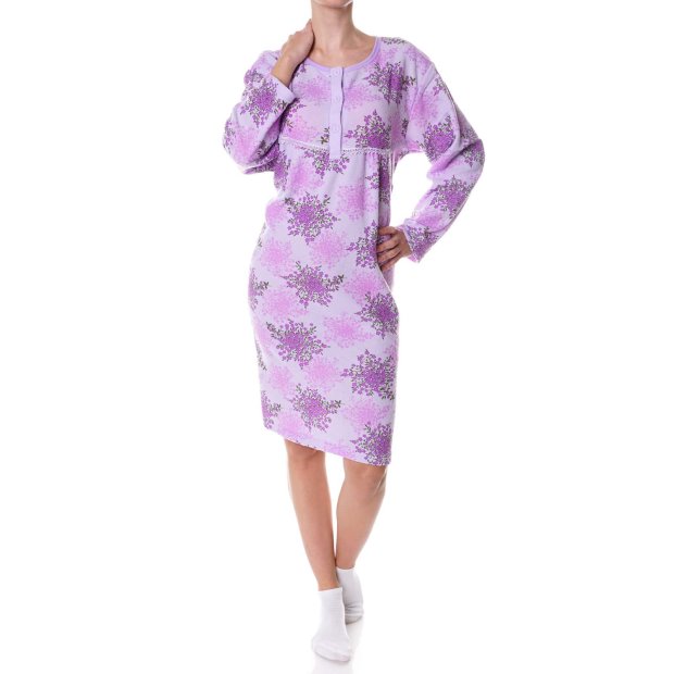 Damen Nachthemd Negligee aus Frotee Stoff Lila XL