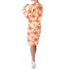 Damen Nachthemd Negligee aus Frotee Stoff Orange XL
