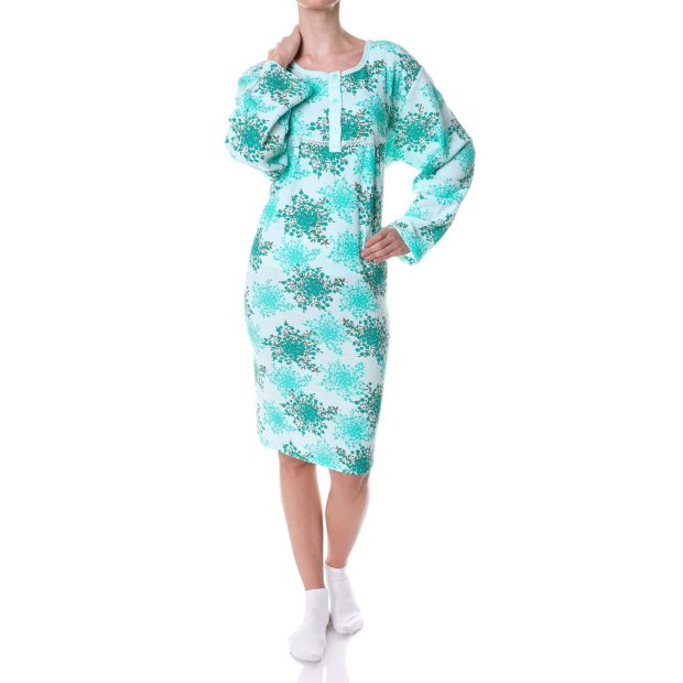 Damen Nachthemd Negligee aus Frotee Stoff Grün 2XL