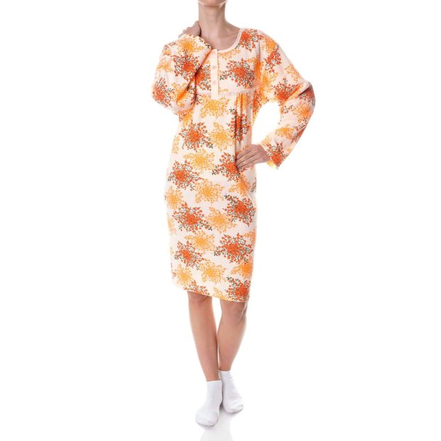 Damen Nachthemd Negligee aus Frotee Stoff Orange 3XL
