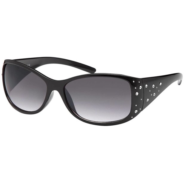 Stylische Damen Sonnenbrille mit Strasssteinen Schwarz