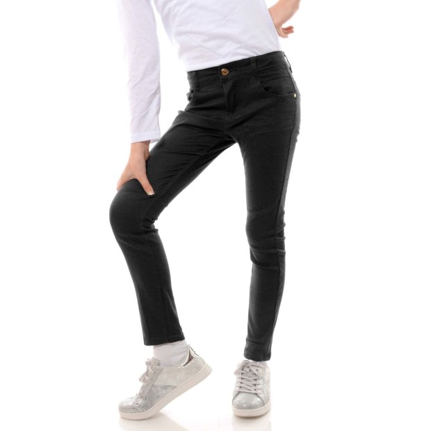 Mädchen Jeans Hose mit verstellbaren Bund Schwarz 104