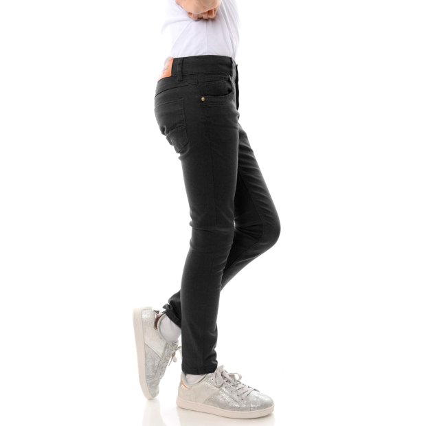 Mädchen Jeans Hose mit verstellbaren Bund Schwarz 104