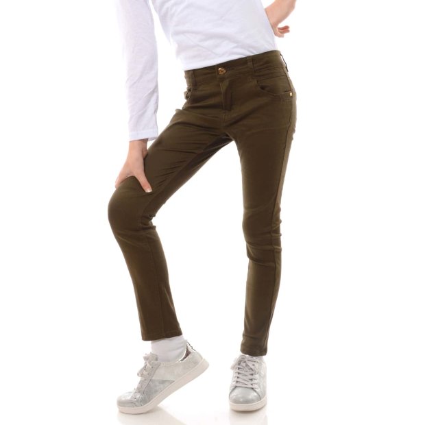 Mädchen Jeans Hose mit verstellbaren Bund Grün 116