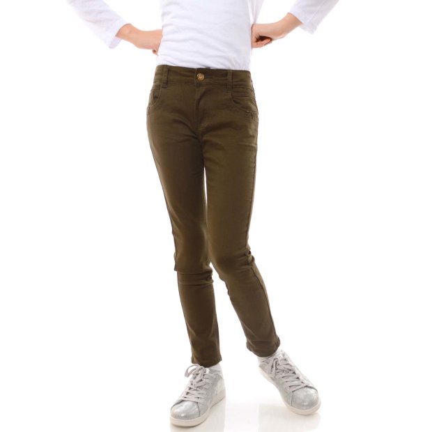 Mädchen Jeans Hose mit verstellbaren Bund Grün 128