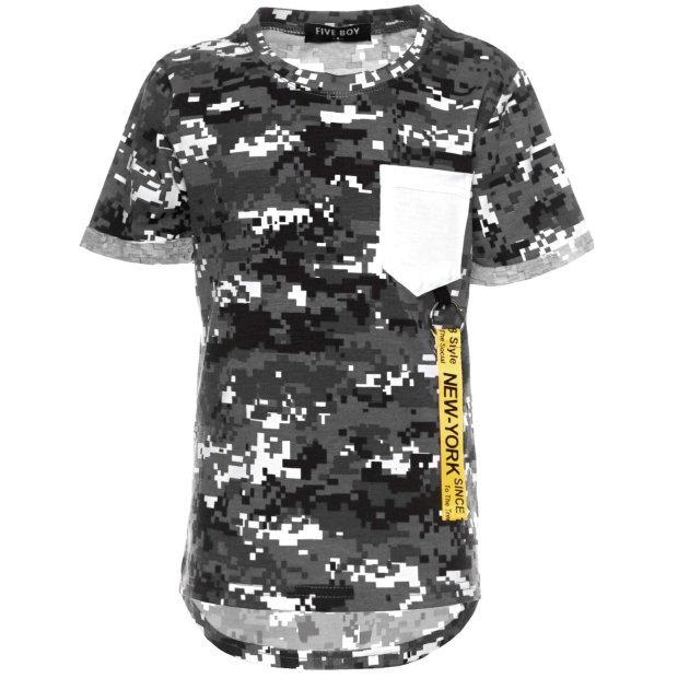 Jungen Camouflage T-Shirt mit tollen Muster Druck Grau 116