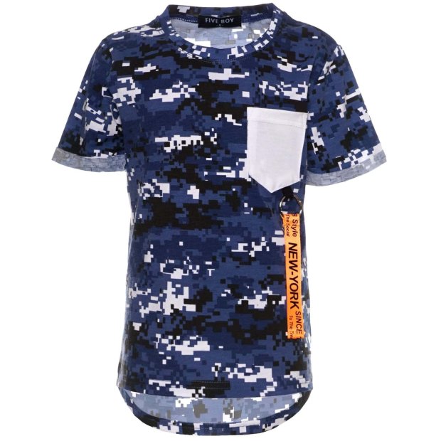 Jungen Camouflage T-Shirt mit tollen Muster Druck Blau 128