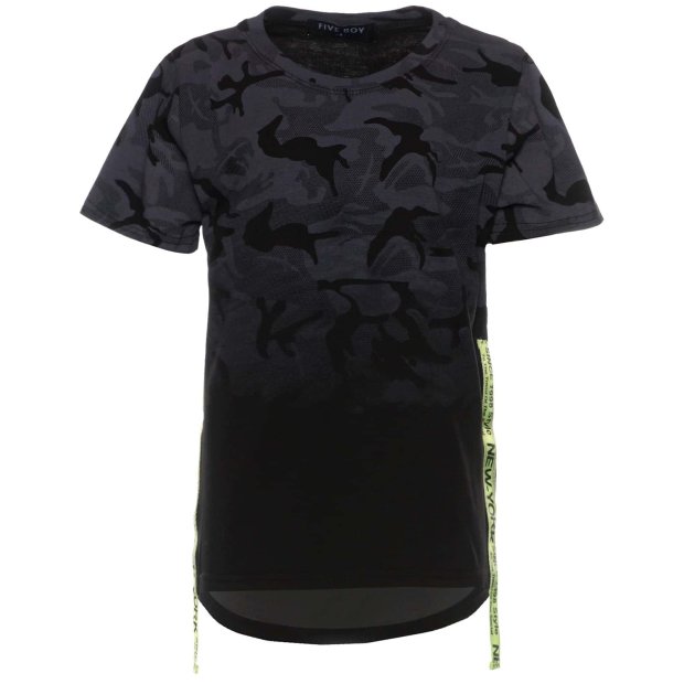 Jungen T-Shirt Camouflage mit tollen Muster Druck Schwarz 104