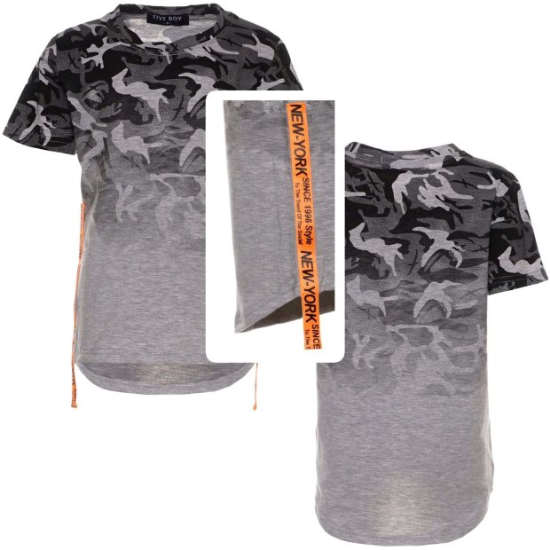 Jungen T-Shirt Camouflage mit tollen Muster Druck Grau 128