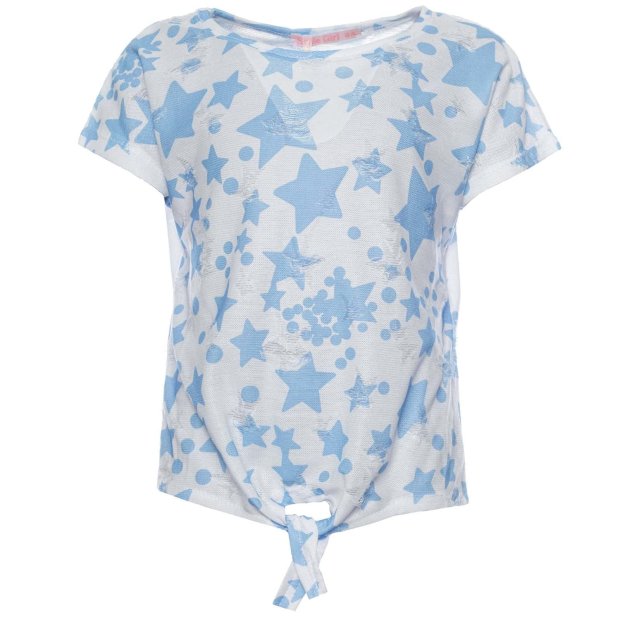 Mädchen T-Shirt Kurzarm mit Muster Druck Blau 140