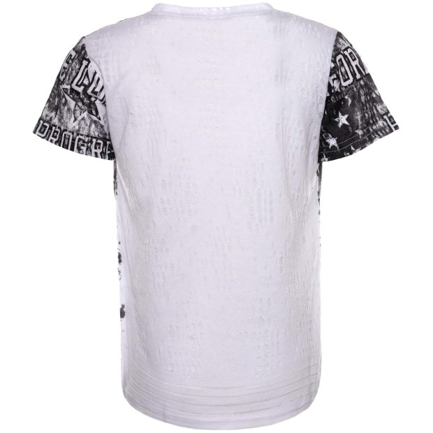Jungen T-Shirt Kurzarm mit Riss Optik Weiß 116