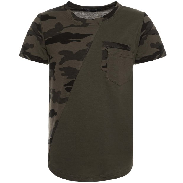 Jungen T-Shirt Kurzarm in Camouflage Optik Grün 116
