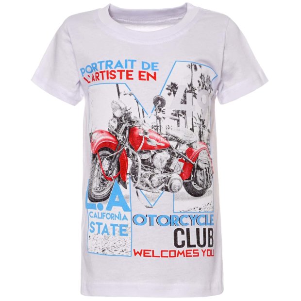 Jungen T-Shirt Kurzarm mit modernen Motivdruck Weiß 116