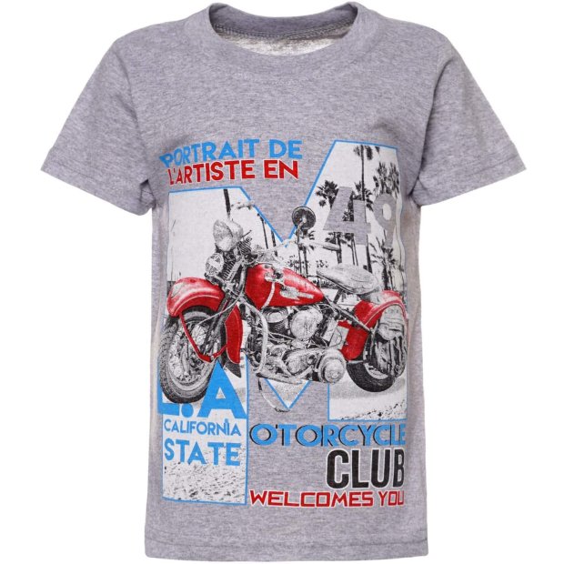 Jungen T-Shirt Kurzarm mit modernen Motivdruck Grau 140