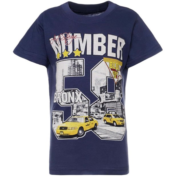 Jungen T-Shirt Kurzarm mit modernen Motivdruck Blau 92