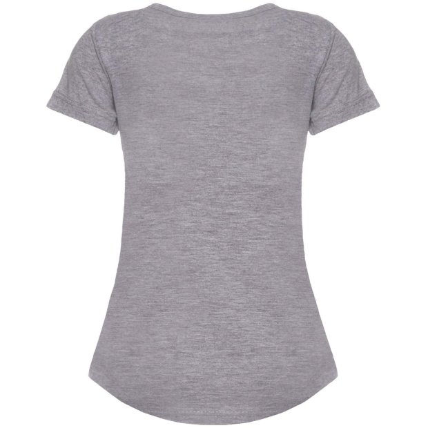 Mädchen T-Shirt mit Motiv Druck und Glitzer Grau 92