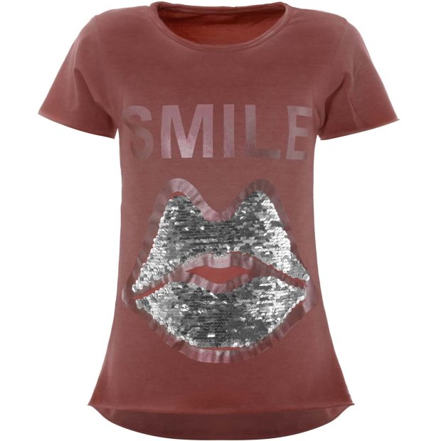 Mädchen T-Shirt mit tollem Wende Pailletten Motiv Dunkelrosa 104