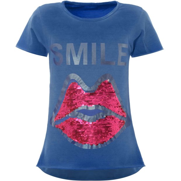 Mädchen T-Shirt mit tollem Wende Pailletten Motiv Blau 116