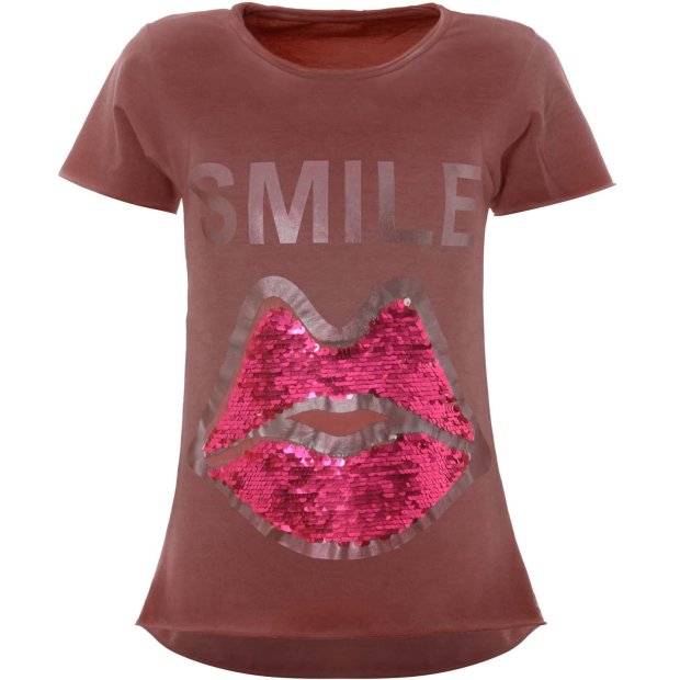 Mädchen T-Shirt mit tollem Wende Pailletten Motiv Dunkelrosa 116