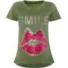 Mädchen T-Shirt mit tollem Wende Pailletten Motiv Olivegrün 116