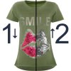 Mädchen T-Shirt mit tollem Wende Pailletten Motiv Olivegrün 116