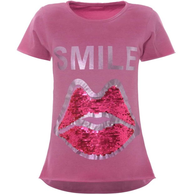 Mädchen T-Shirt mit tollem Wende Pailletten Motiv Rosa 128