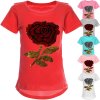 Mädchen Wende Pailletten T-Shirt mit Rose als Motiv