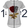 Mädchen Wende Pailletten T-Shirt mit Rose als Motiv Grau 116