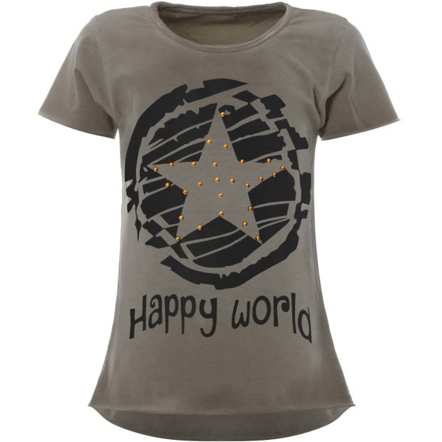 Mädchen T-Shirt mit Motiv Druck und Kunstperlen