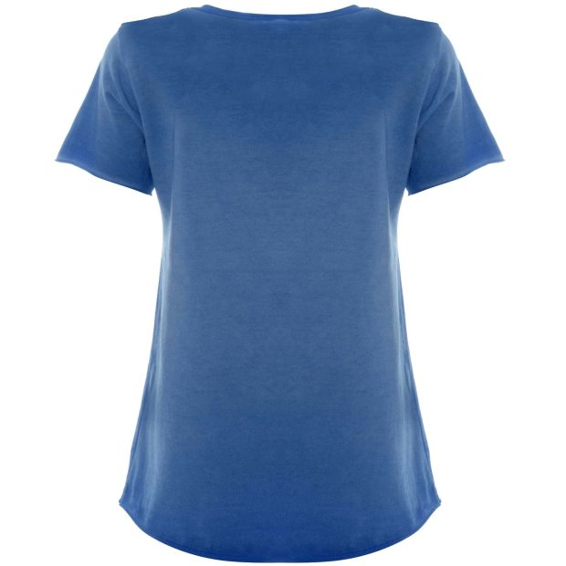 Mädchen T-Shirt mit Motiv Druck und Kunstperlen Blau 104
